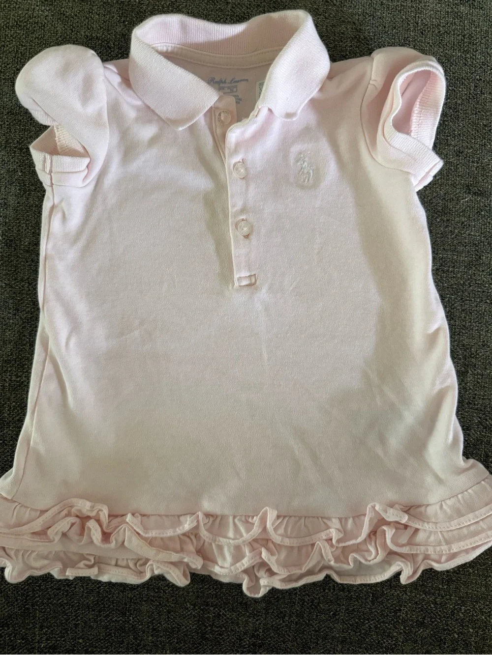 Ralph Lauren Pale Pink Ruffle-Hem Polo Dress